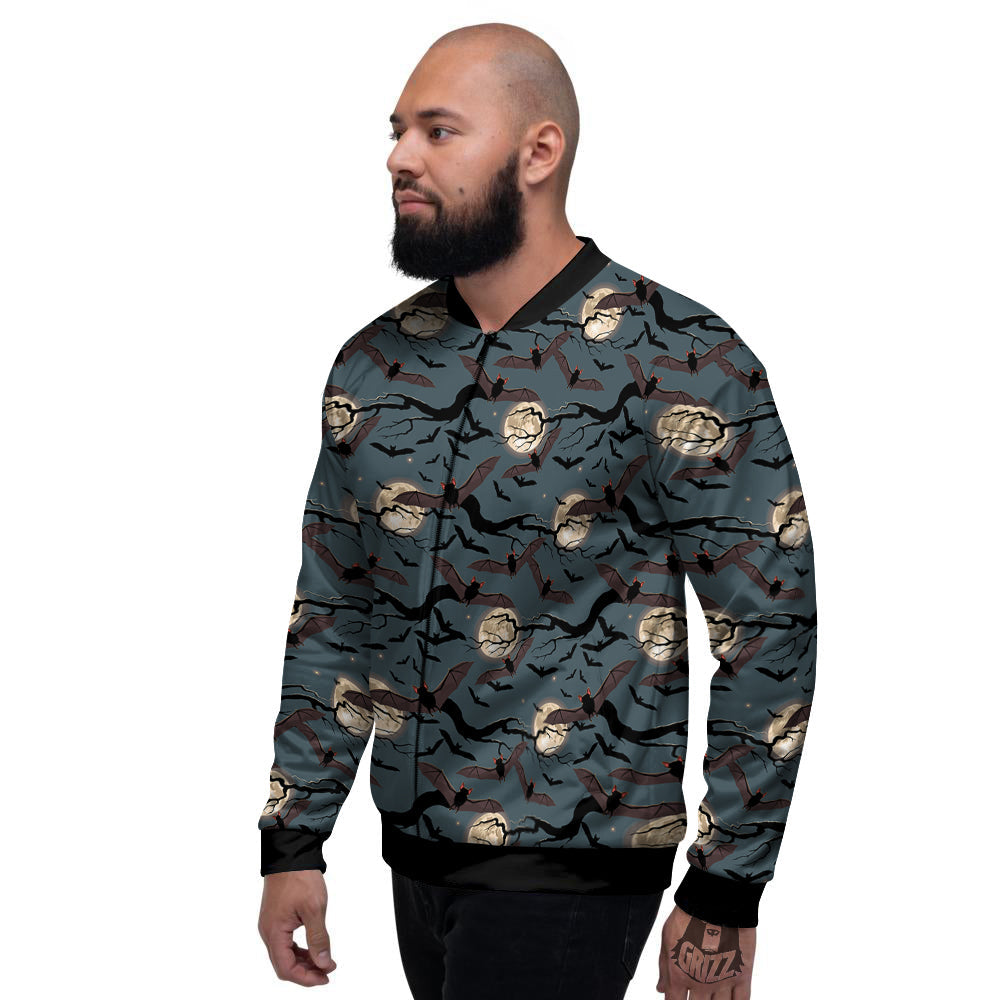 Flying Bat In The Moonlight Print Pattern Men's Bomber Jacket-grizzshop