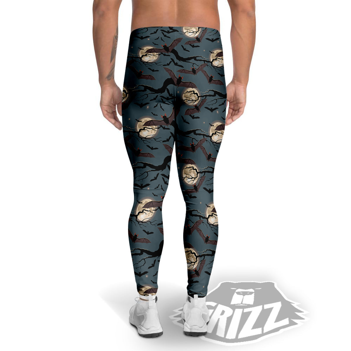 Flying Bat In The Moonlight Print Pattern Men's Leggings-grizzshop