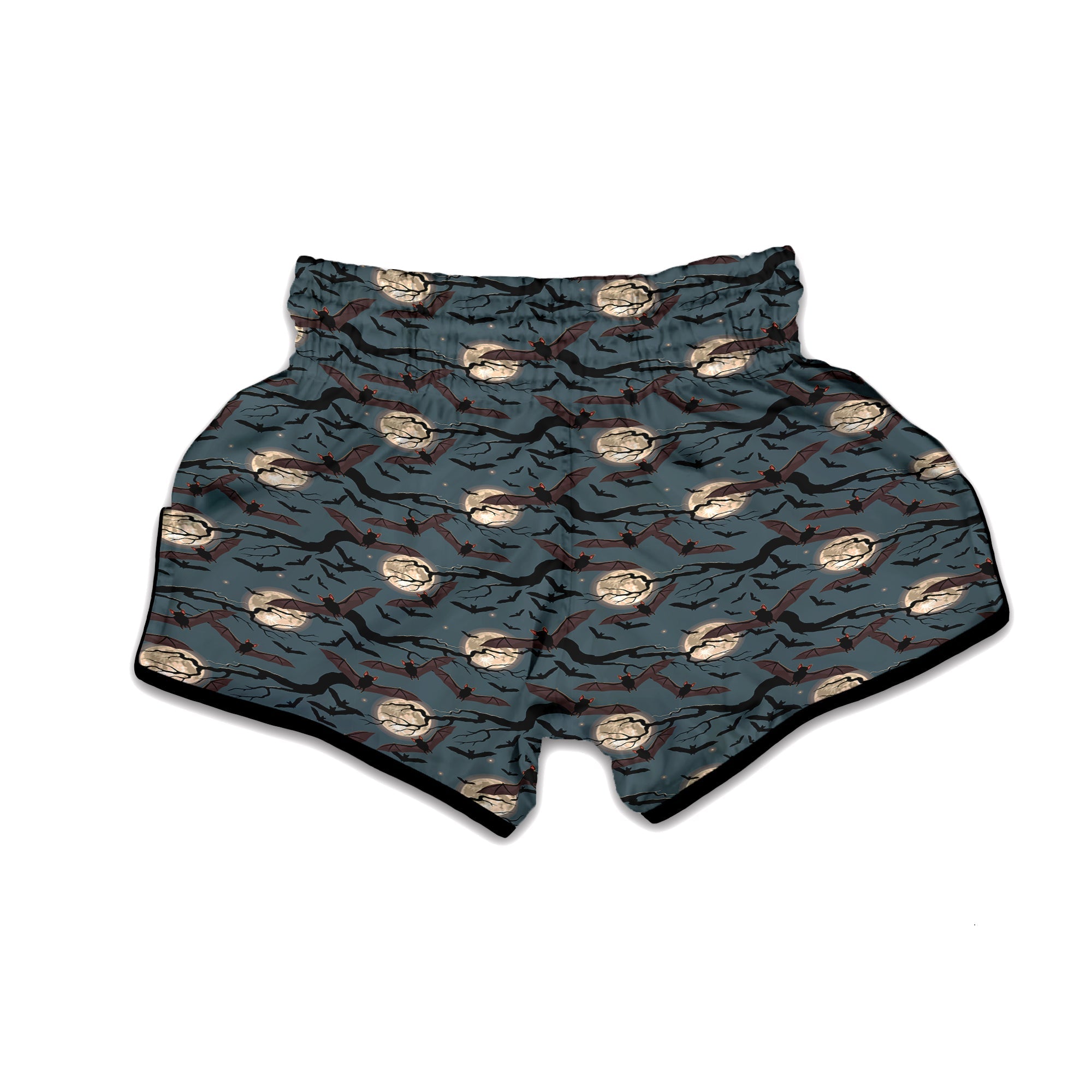 Flying Bat In The Moonlight Print Pattern Muay Thai Boxing Shorts-grizzshop