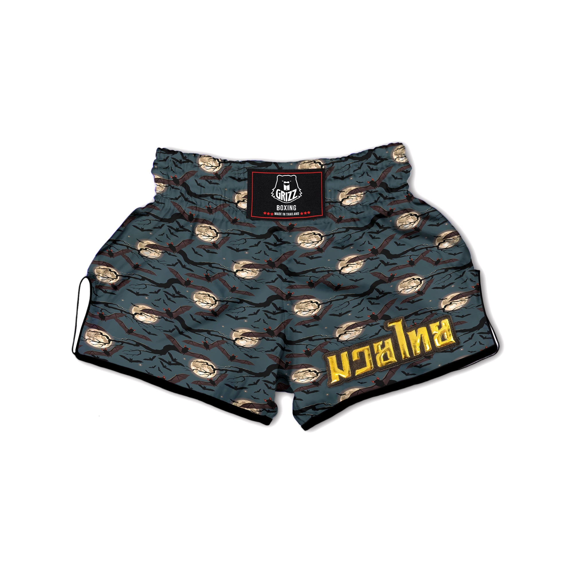 Flying Bat In The Moonlight Print Pattern Muay Thai Boxing Shorts-grizzshop