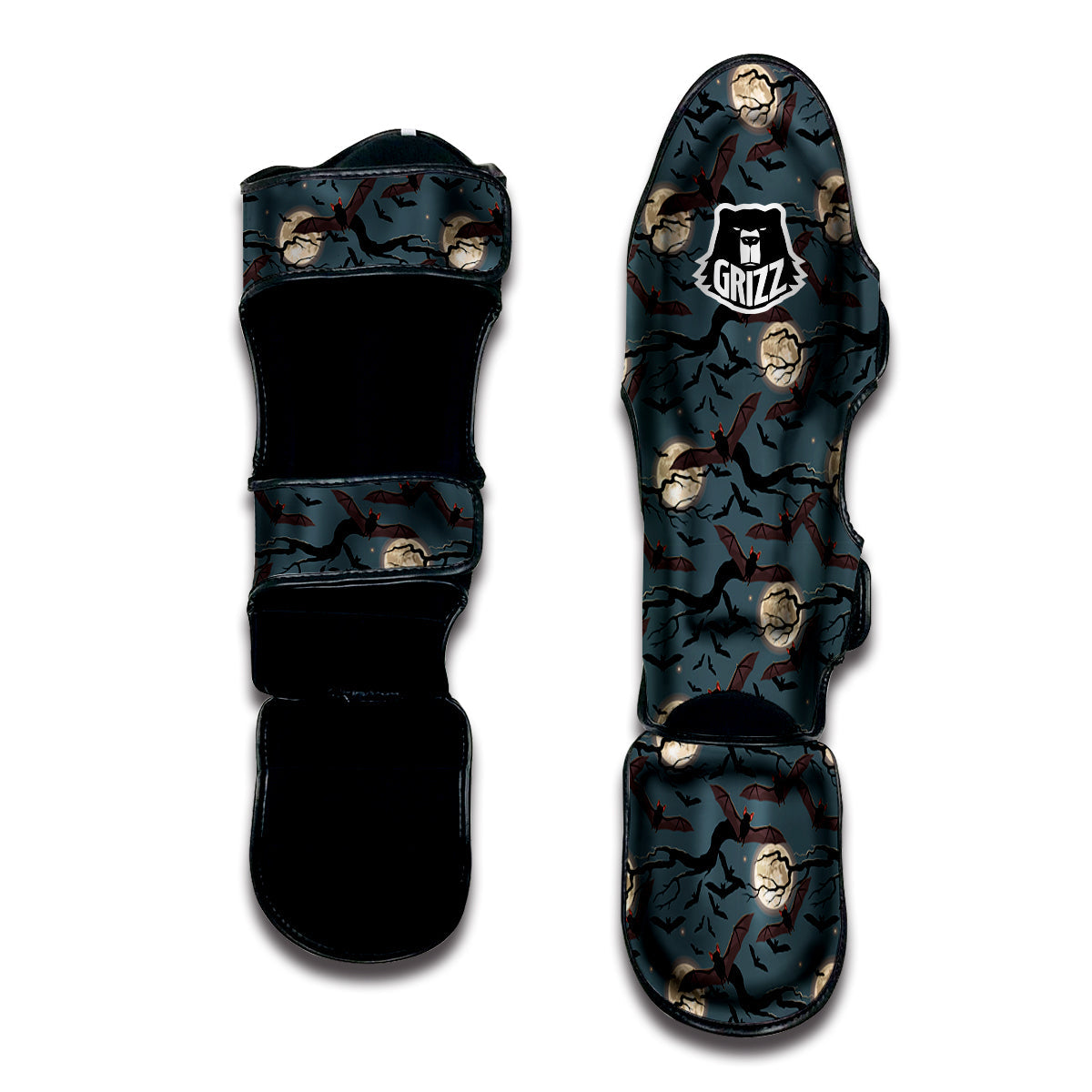 Flying Bat In The Moonlight Print Pattern Muay Thai Shin Guards-grizzshop