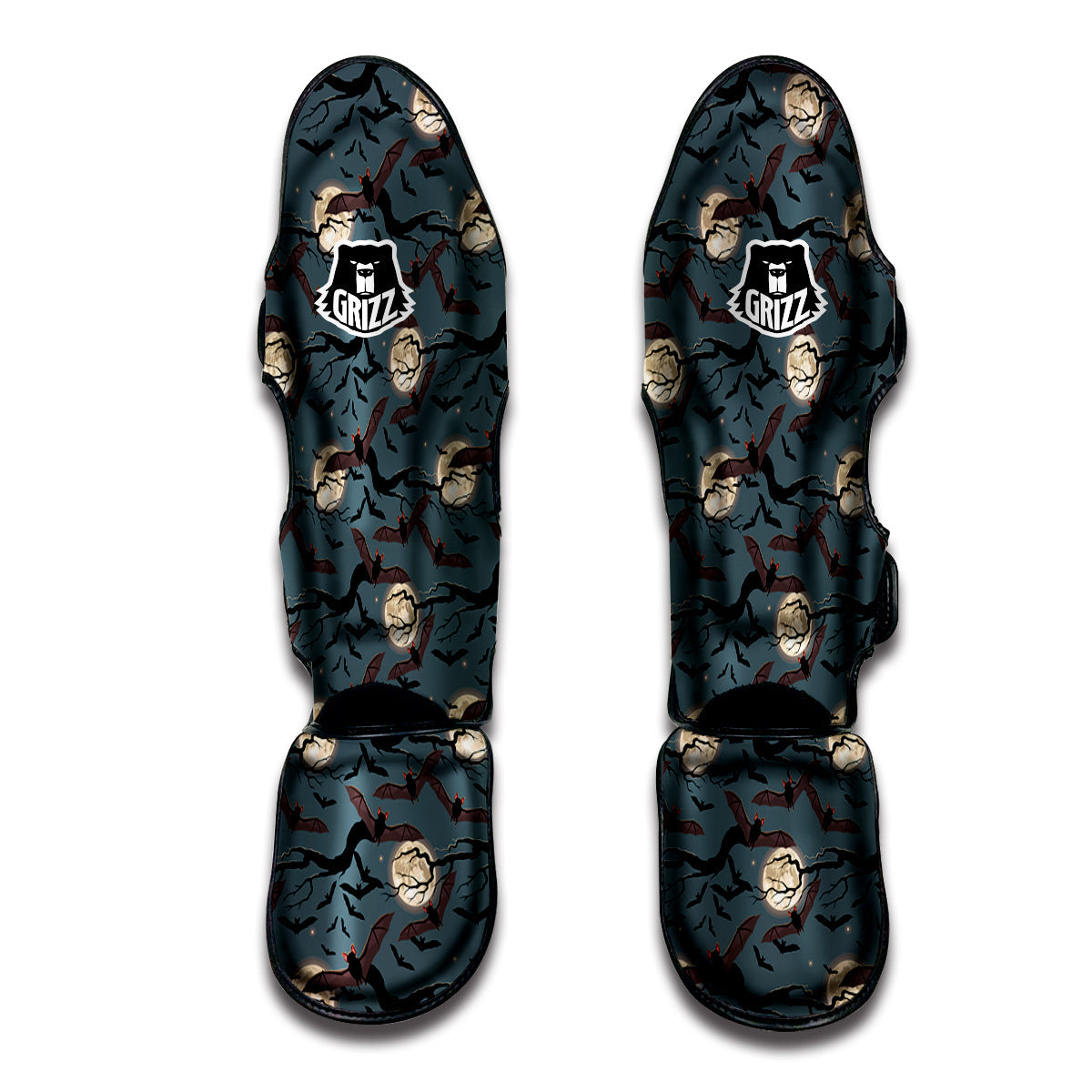 Flying Bat In The Moonlight Print Pattern Muay Thai Shin Guards-grizzshop