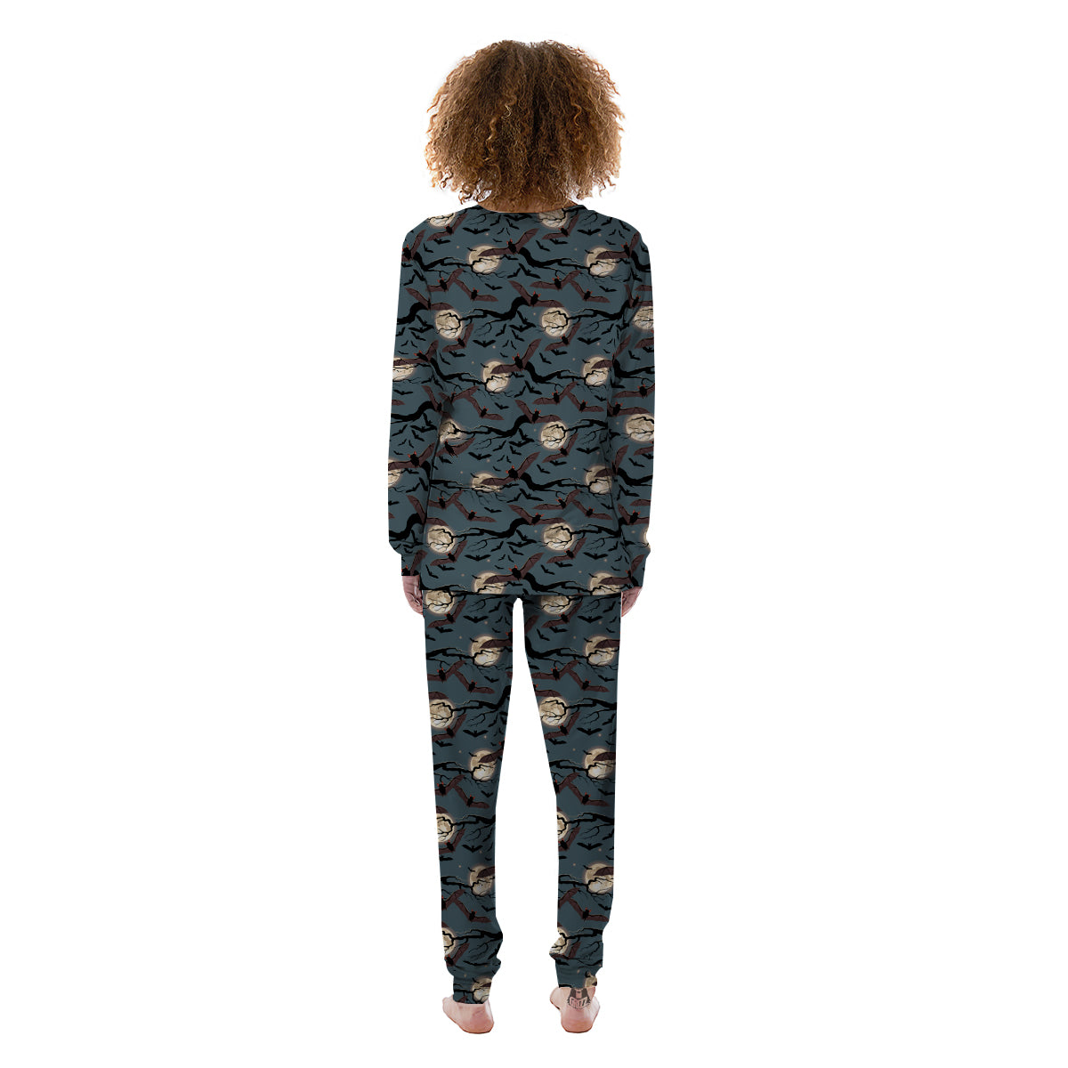Flying Bat In The Moonlight Print Pattern Women's Pajamas-grizzshop