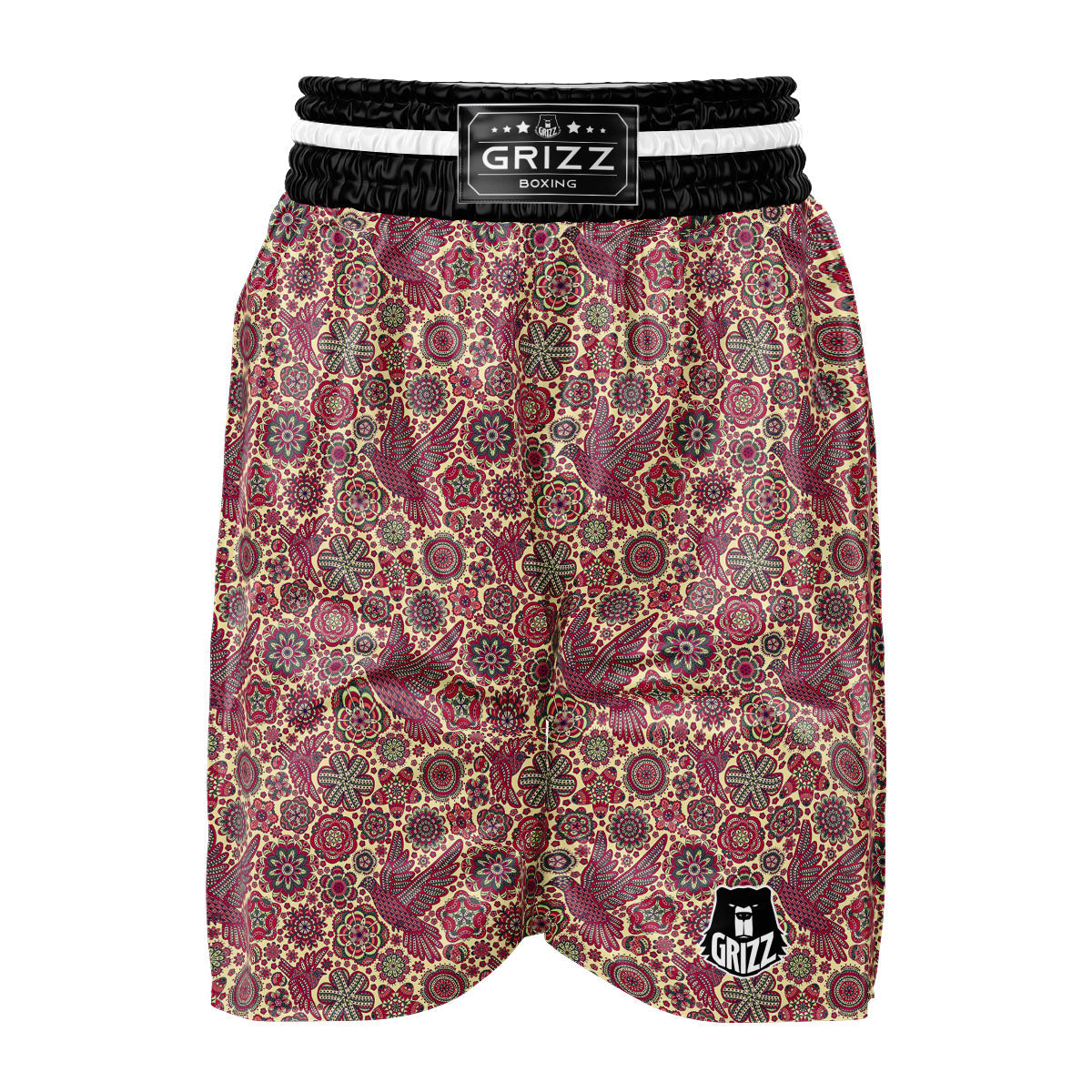 Flying Bird Mandala Print Pattern Boxing Shorts-grizzshop