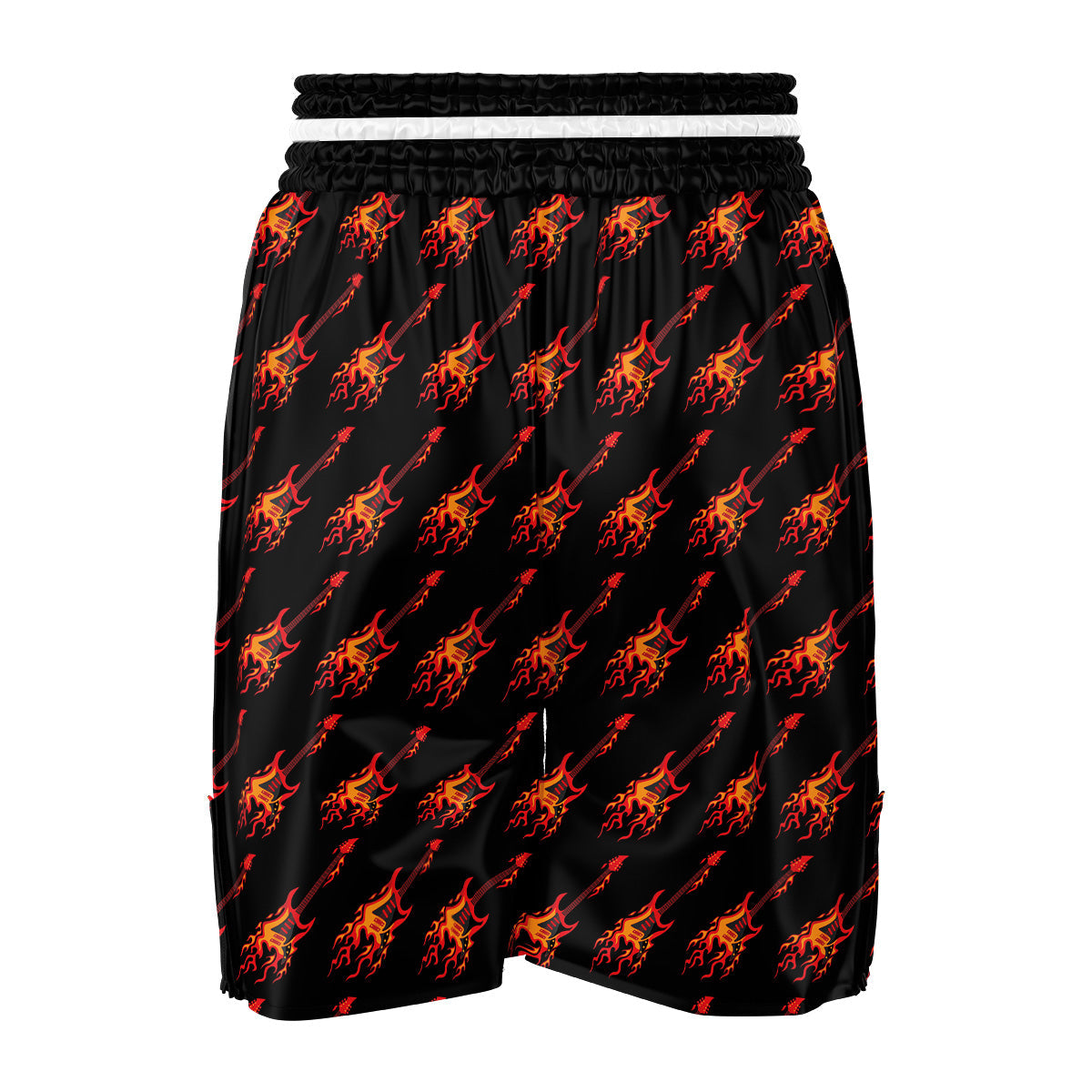 Flying Burning Guitars Print Pattern Boxing Shorts-grizzshop
