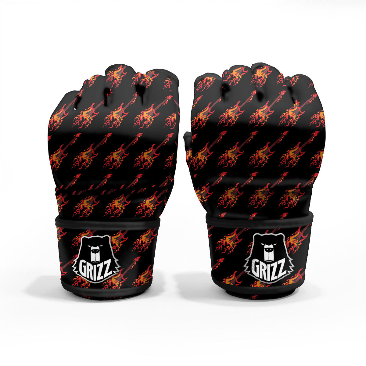Flying Burning Guitars Print Pattern MMA Gloves-grizzshop