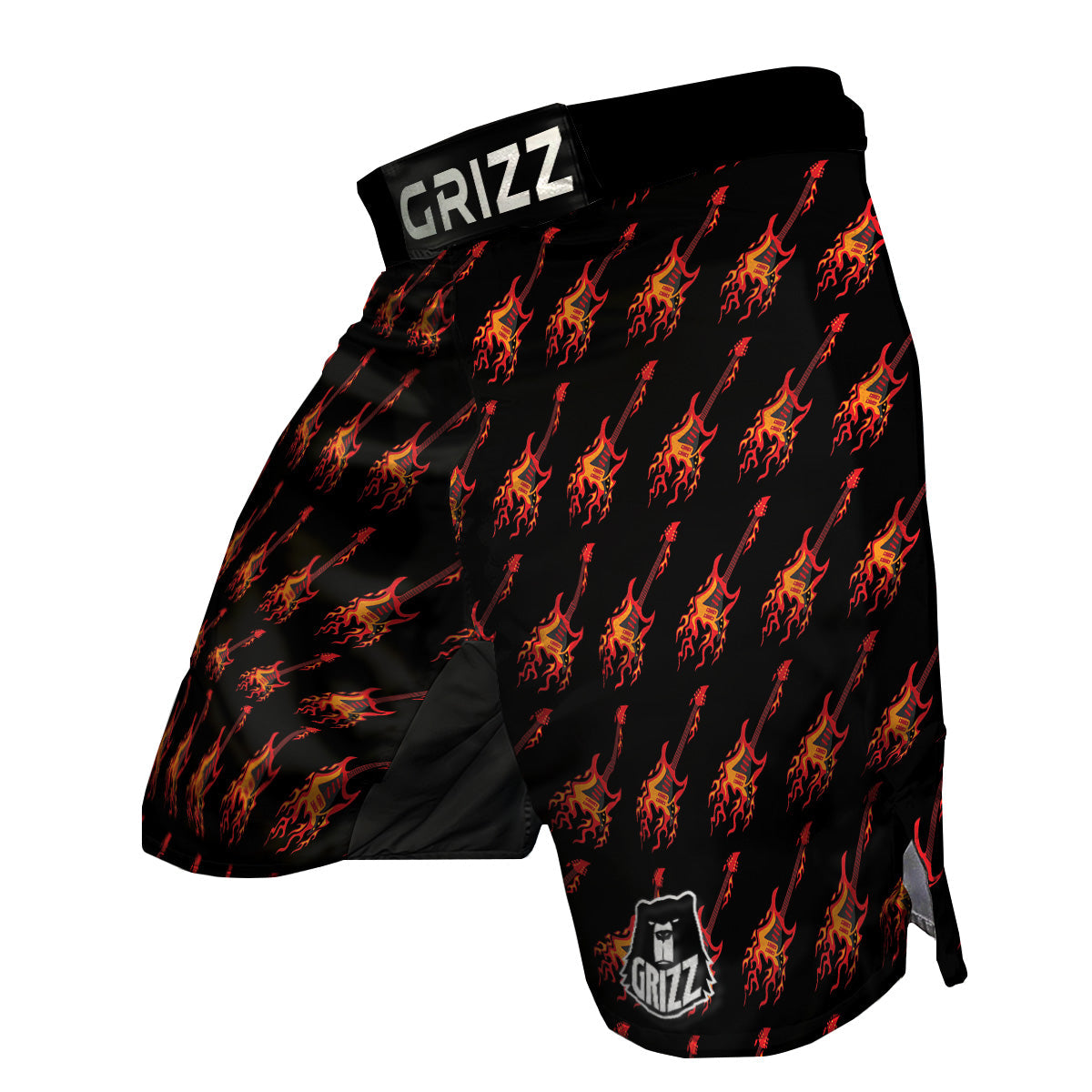 Flying Burning Guitars Print Pattern MMA Shorts-grizzshop