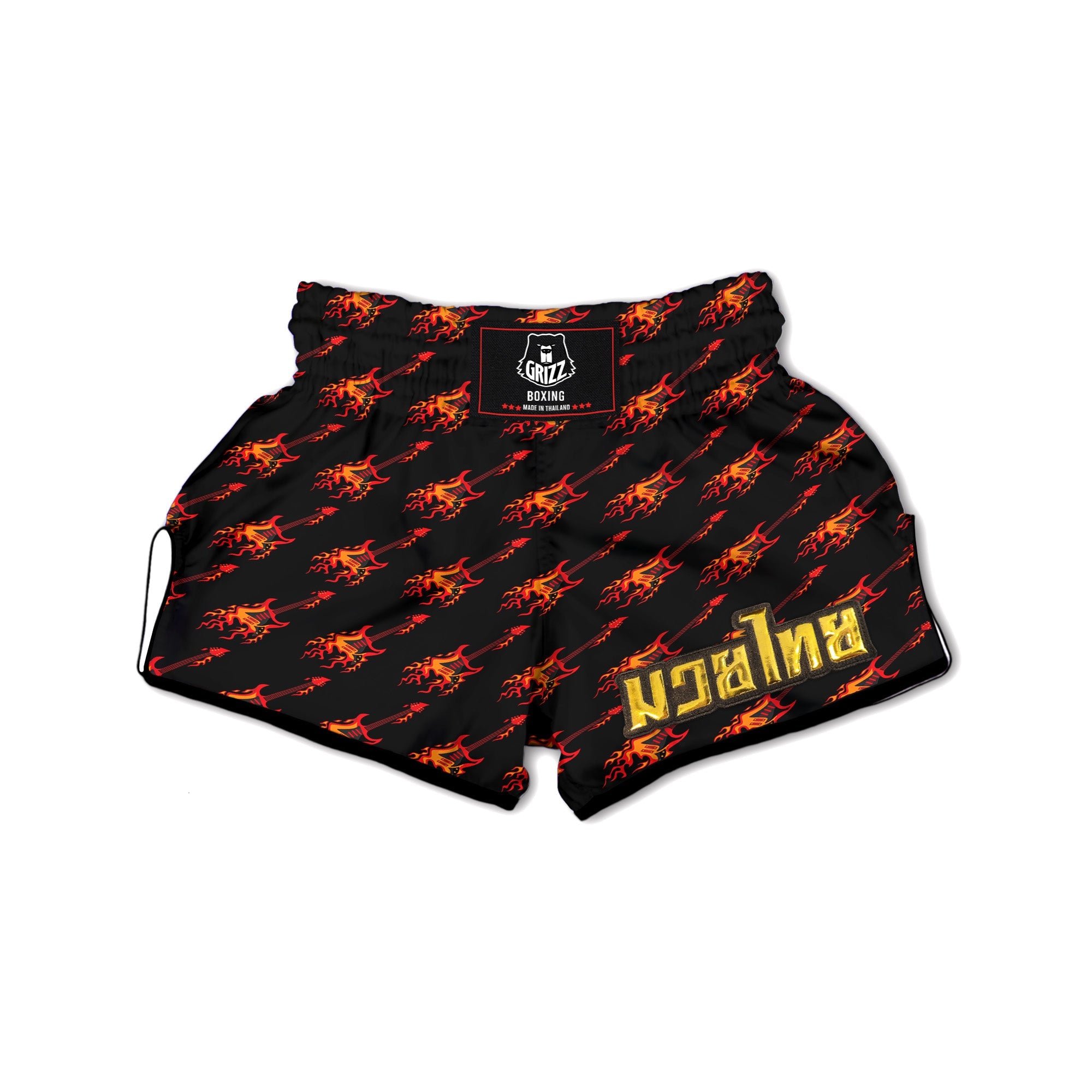 Flying Burning Guitars Print Pattern Muay Thai Boxing Shorts-grizzshop