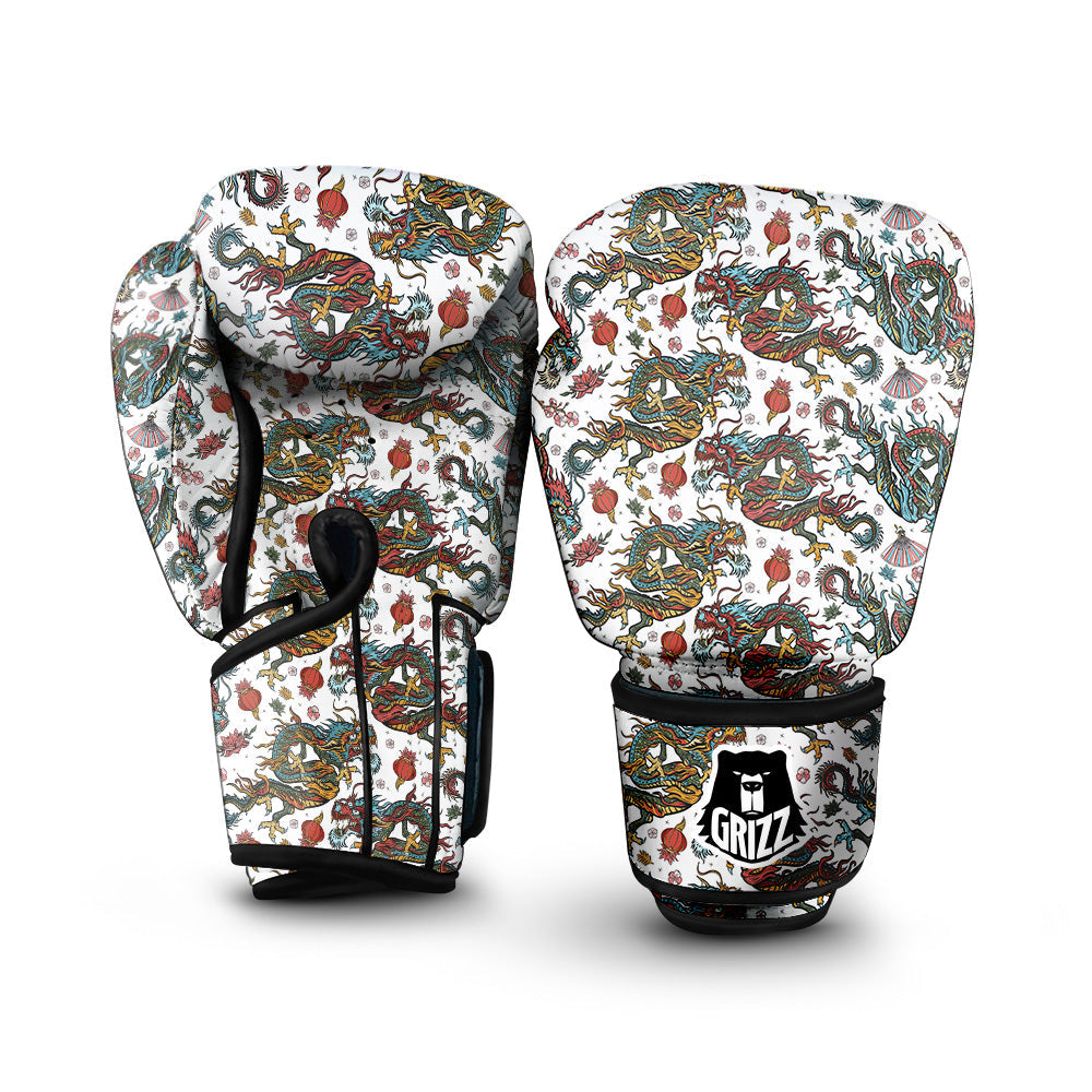 Flying Chinese Dragons Tattoo Print Pattern Boxing Gloves-grizzshop