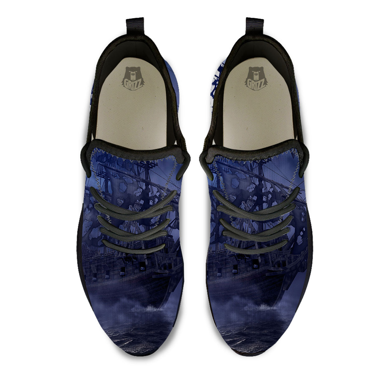 Flying Dutchman Ghost Pirate Ship Print Black Athletic Shoes-grizzshop