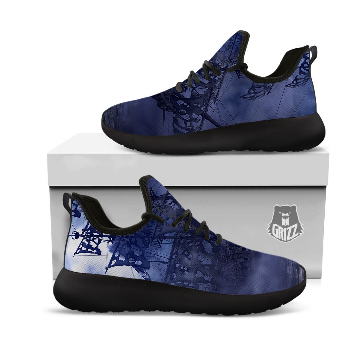 Flying Dutchman Ghost Pirate Ship Print Black Athletic Shoes-grizzshop