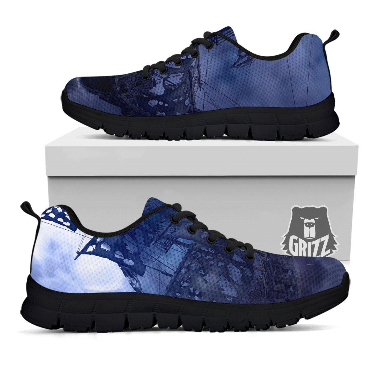 Flying Dutchman Ghost Pirate Ship Print Black Sneaker-grizzshop