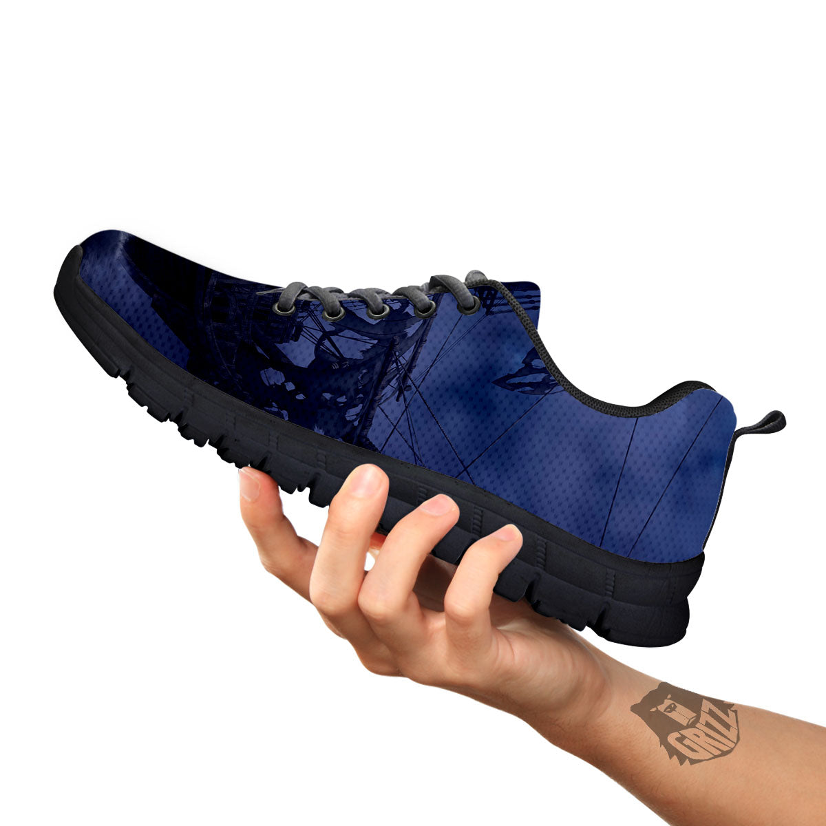 Flying Dutchman Ghost Pirate Ship Print Black Sneaker-grizzshop