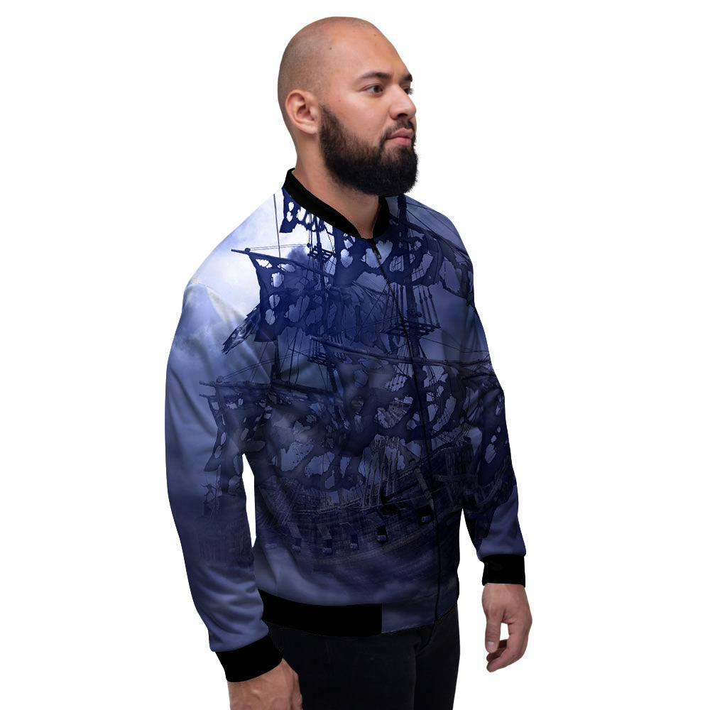 Flying Dutchman Ghost Pirate Ship Print Men's Bomber Jacket-grizzshop