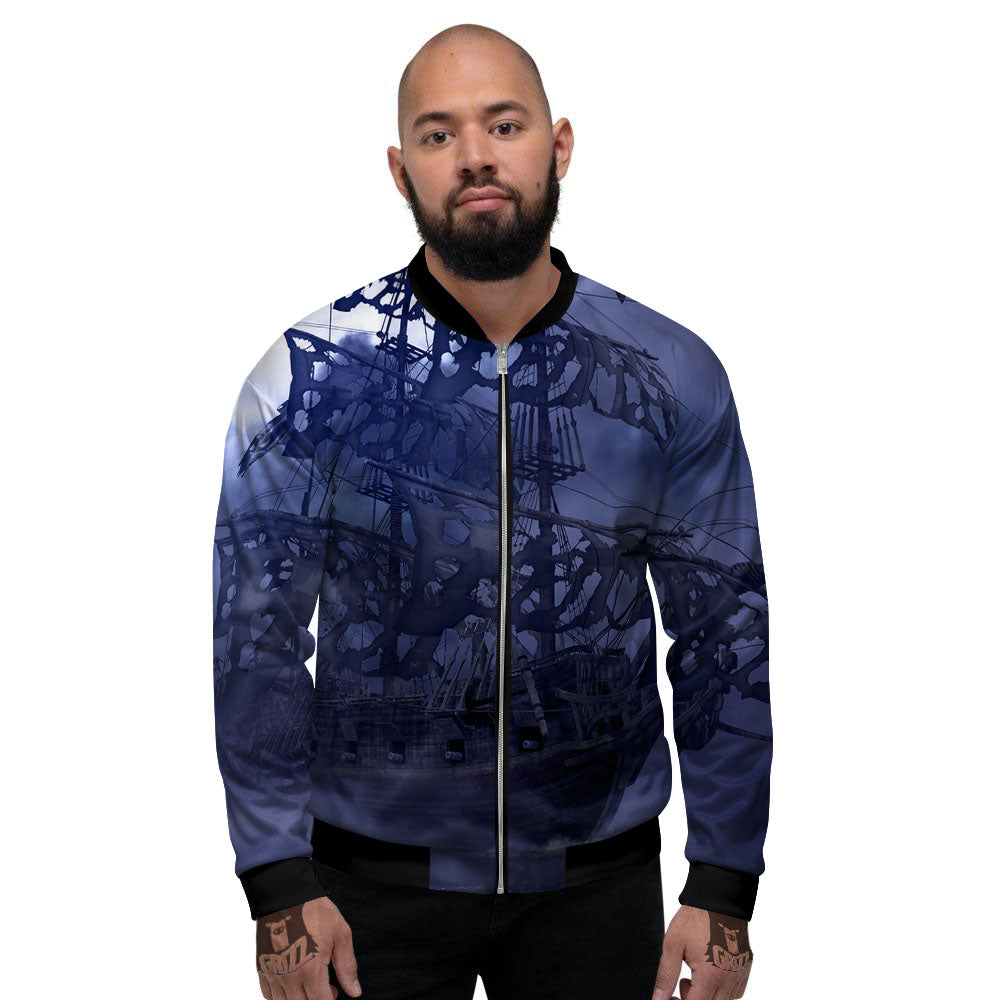 Flying Dutchman Ghost Pirate Ship Print Men's Bomber Jacket-grizzshop