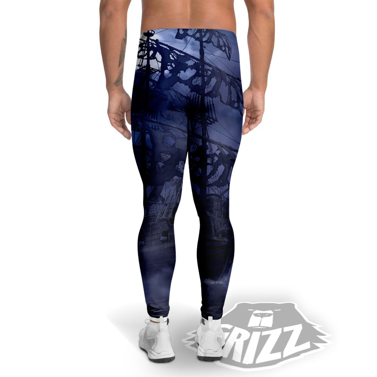 Flying Dutchman Ghost Pirate Ship Print Men's Leggings-grizzshop