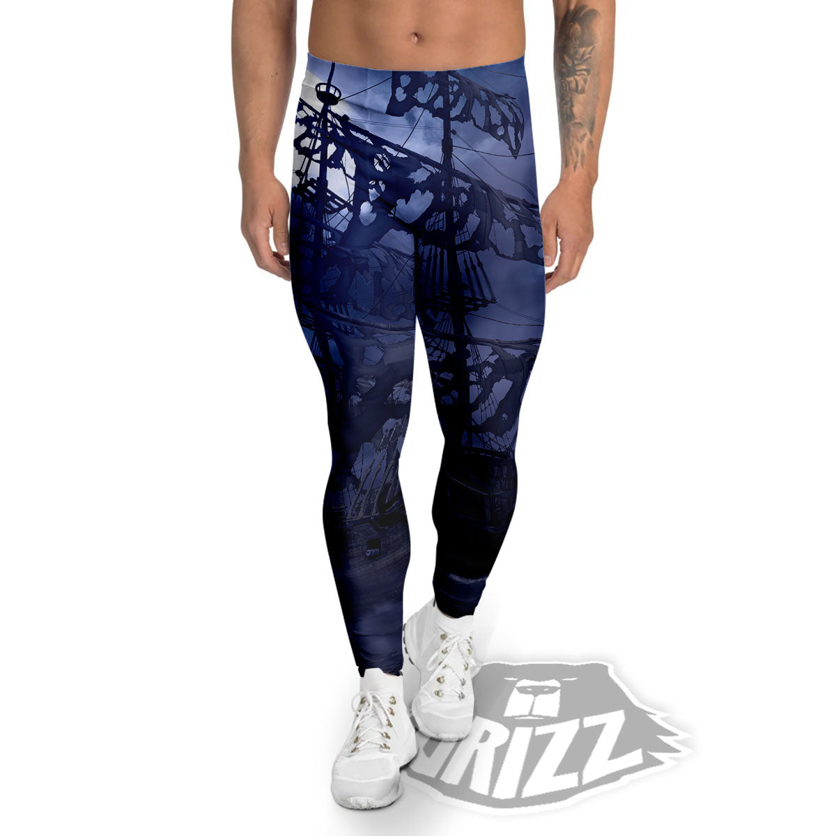 Flying Dutchman Ghost Pirate Ship Print Men's Leggings-grizzshop