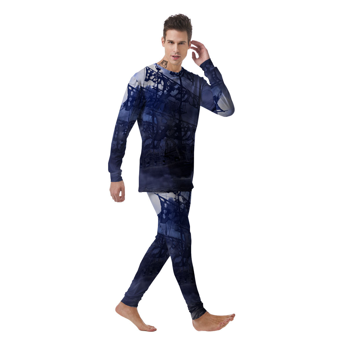 Flying Dutchman Ghost Pirate Ship Print Men's Pajamas-grizzshop