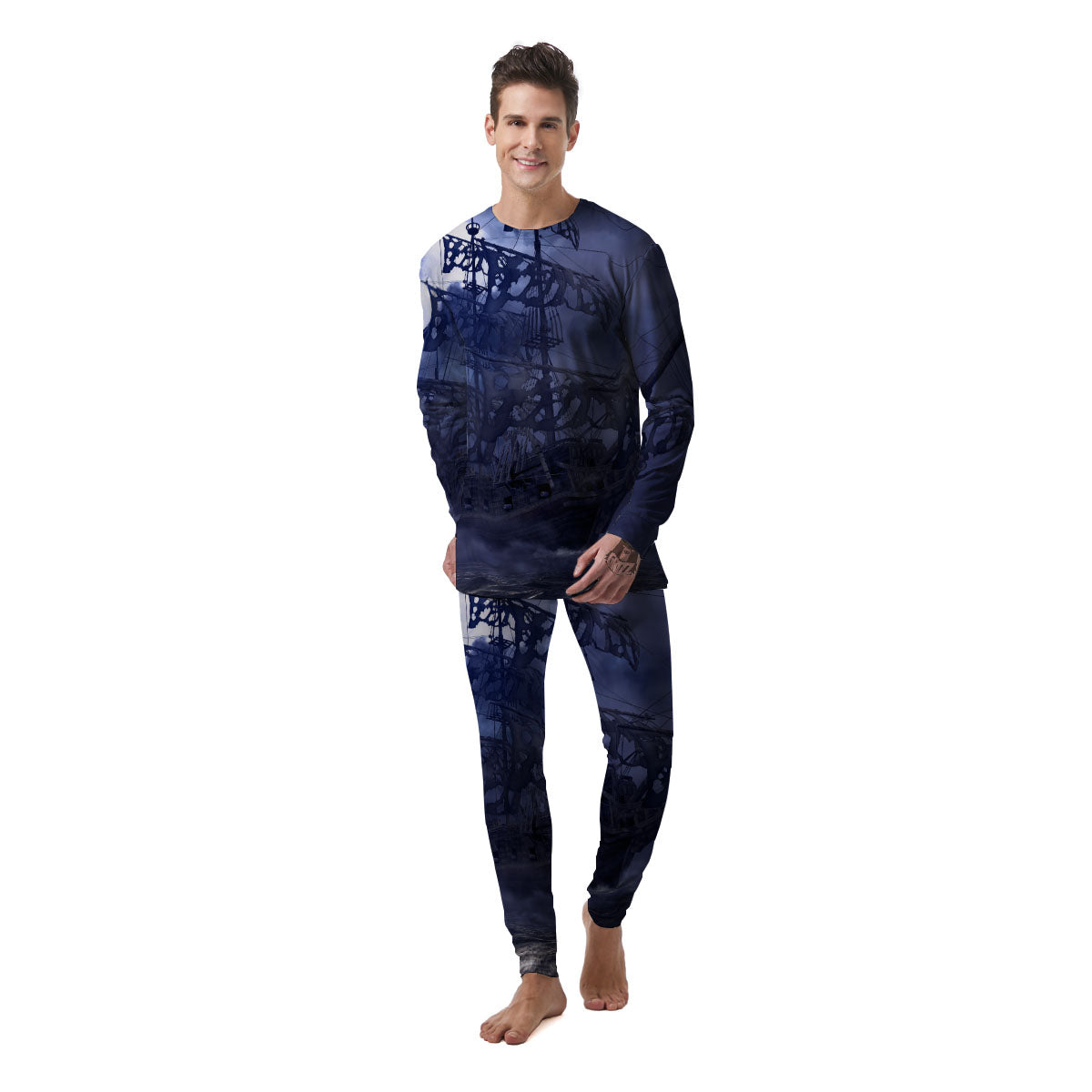 Flying Dutchman Ghost Pirate Ship Print Men's Pajamas-grizzshop