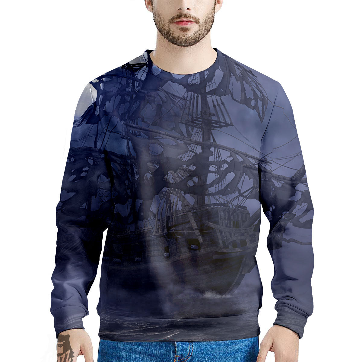 Flying Dutchman Ghost Pirate Ship Print Men's Sweatshirt-grizzshop