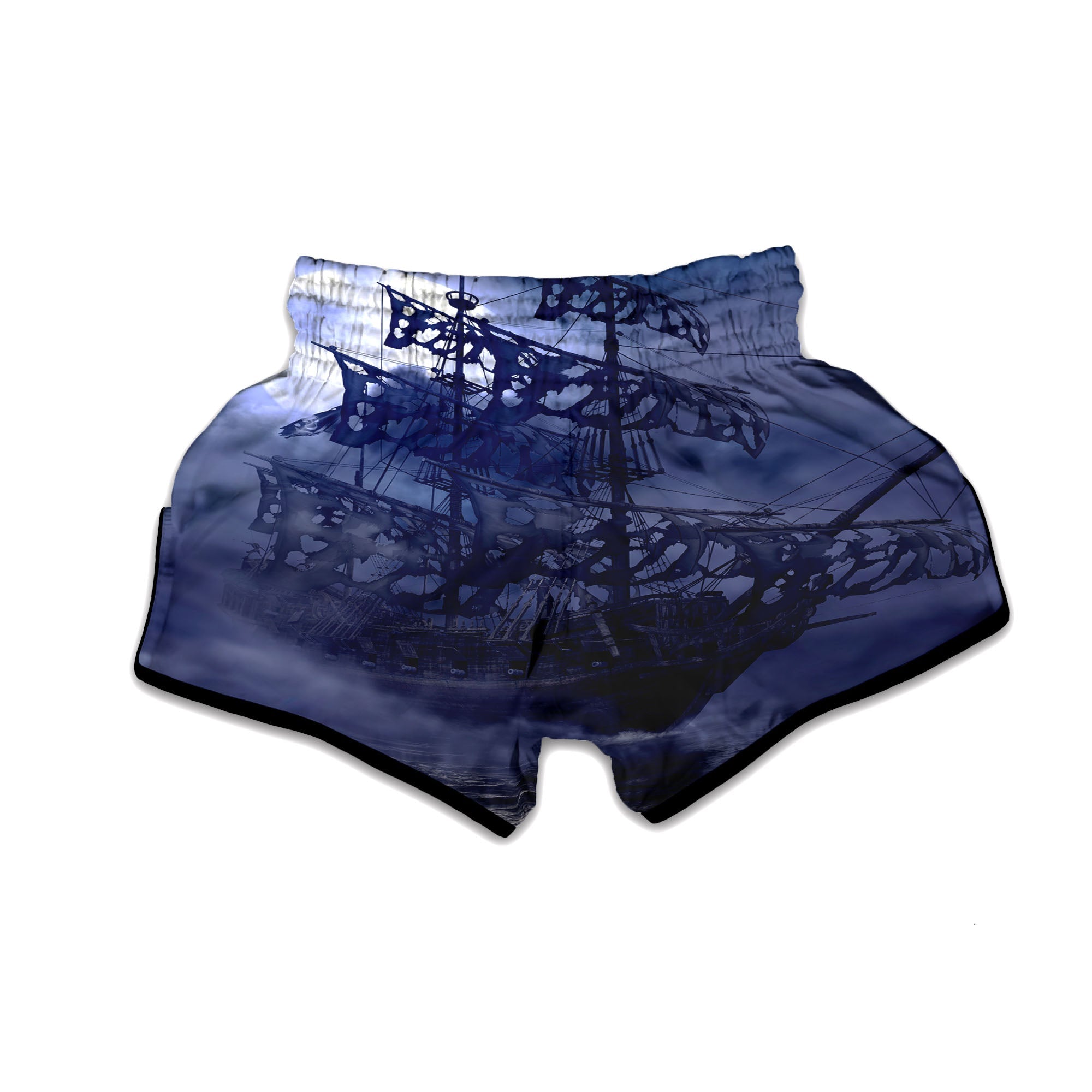 Flying Dutchman Ghost Pirate Ship Print Muay Thai Boxing Shorts-grizzshop