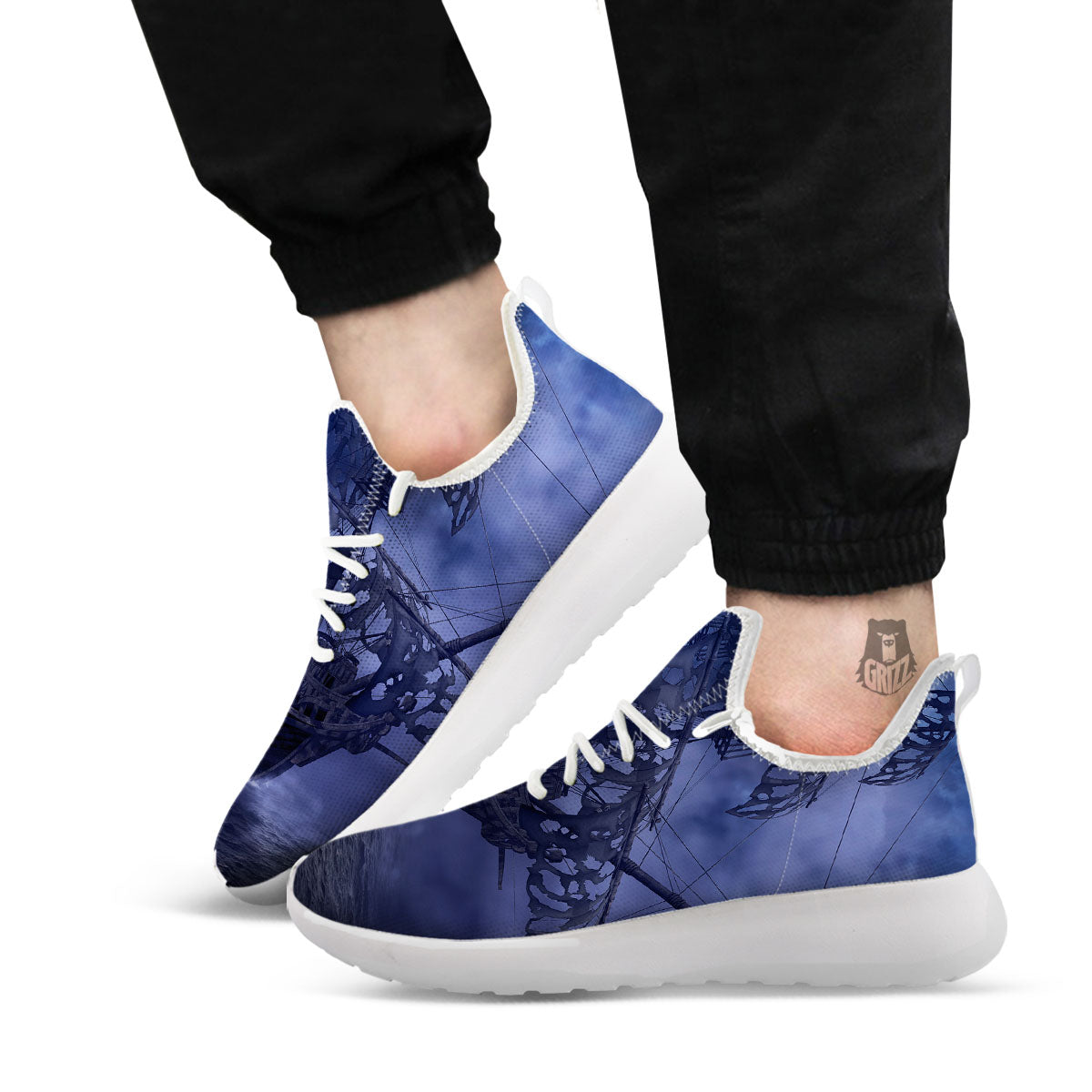 Flying Dutchman Ghost Pirate Ship Print White Athletic Shoes-grizzshop