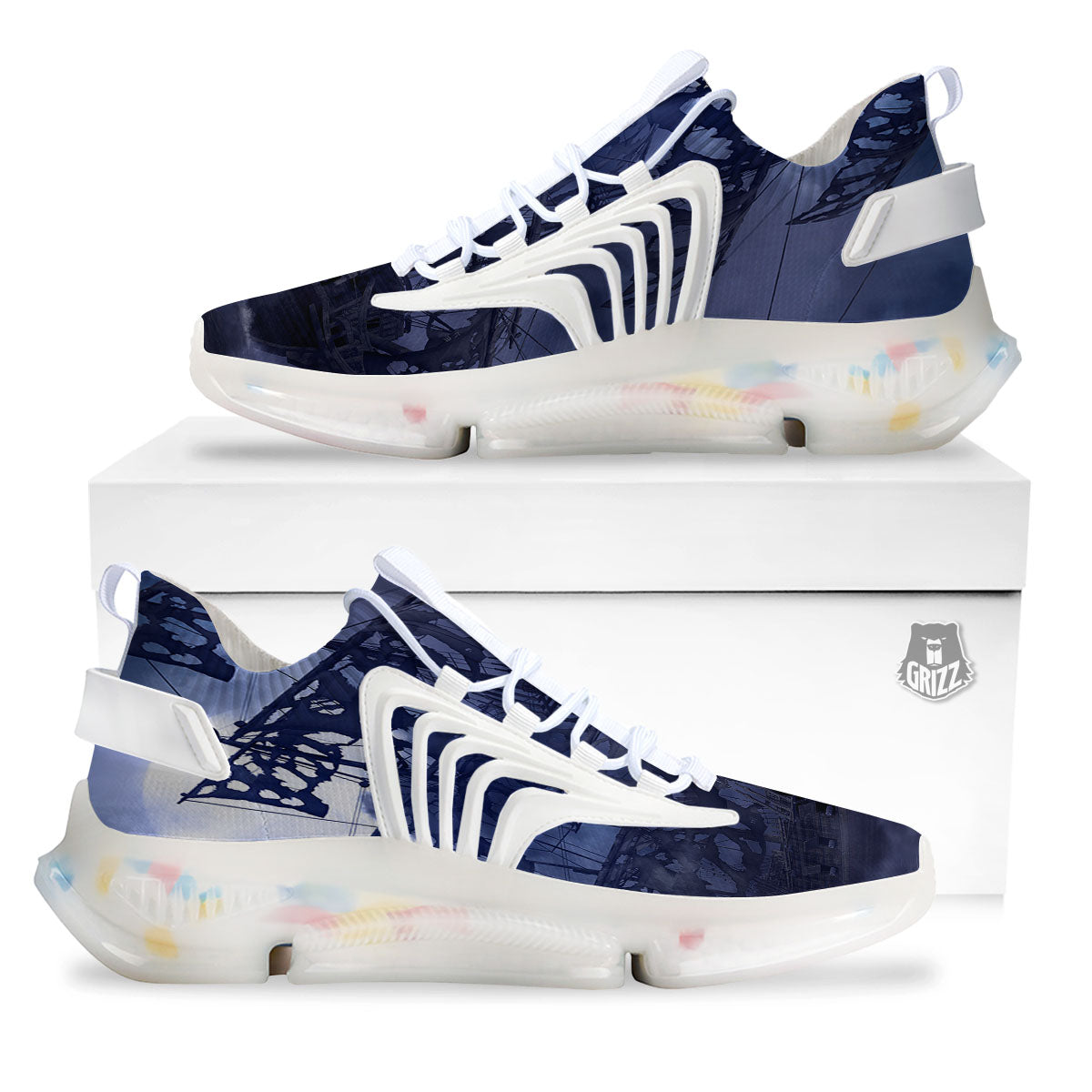 Flying Dutchman Ghost Pirate Ship Print White Gym Shoes-grizzshop