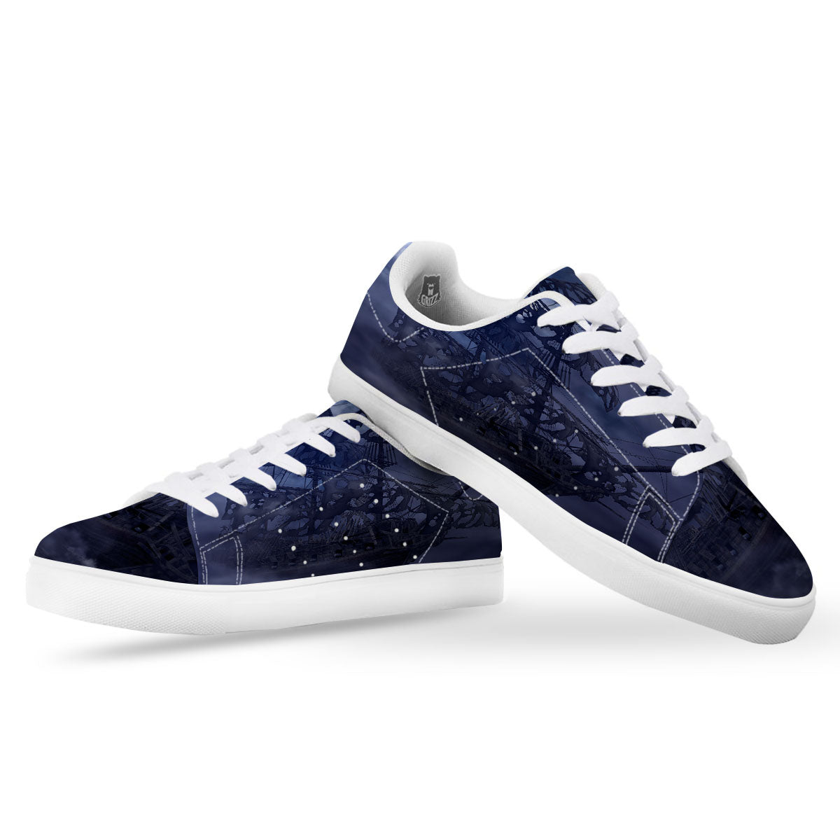 Flying Dutchman Ghost Pirate Ship Print White Low Top Sneakers-grizzshop