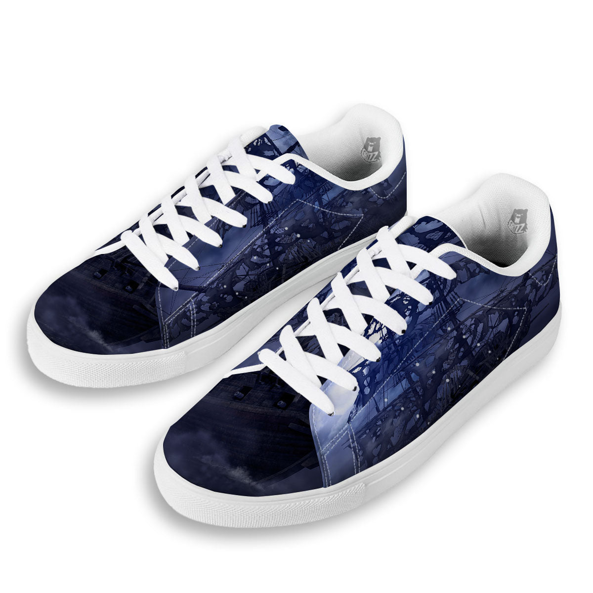 Flying Dutchman Ghost Pirate Ship Print White Low Top Sneakers-grizzshop