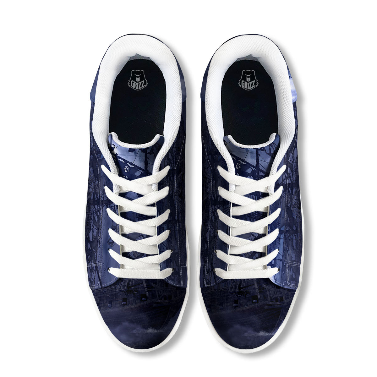 Flying Dutchman Ghost Pirate Ship Print White Low Top Sneakers-grizzshop