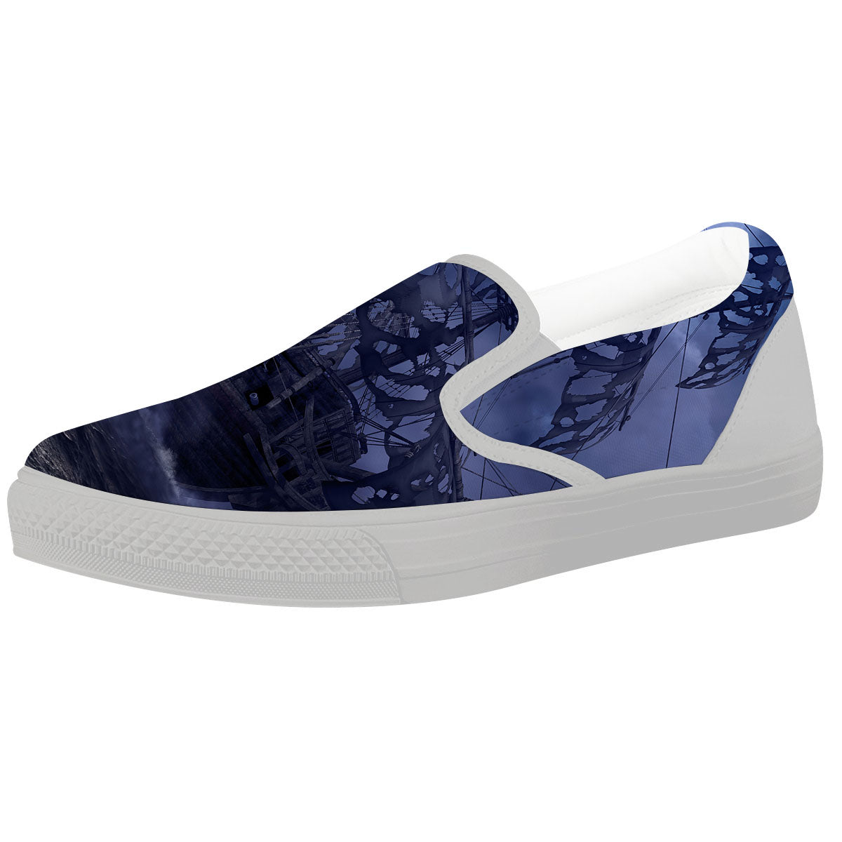 Flying Dutchman Ghost Pirate Ship Print White Slip On Shoes-grizzshop