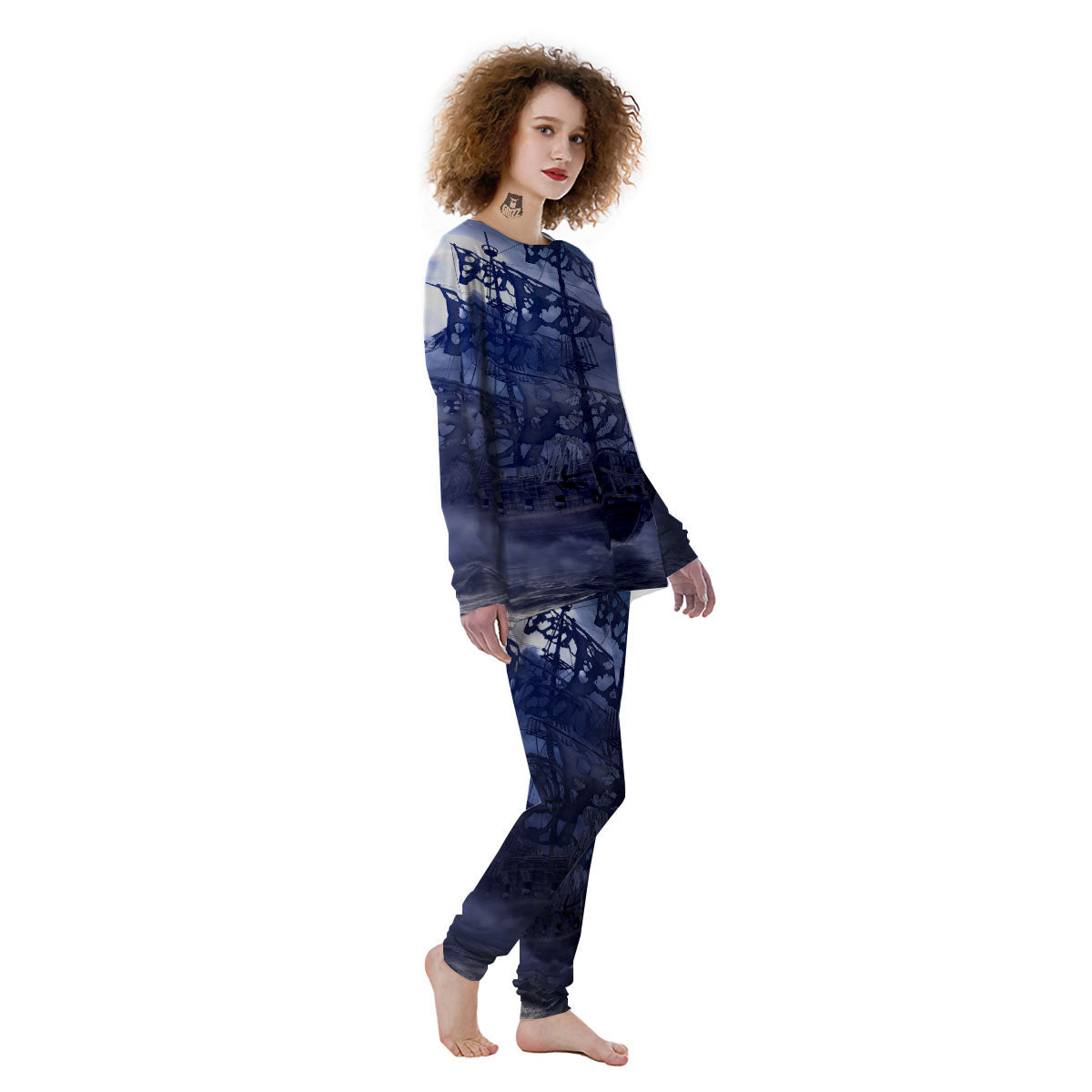 Flying Dutchman Ghost Pirate Ship Print Women's Pajamas-grizzshop