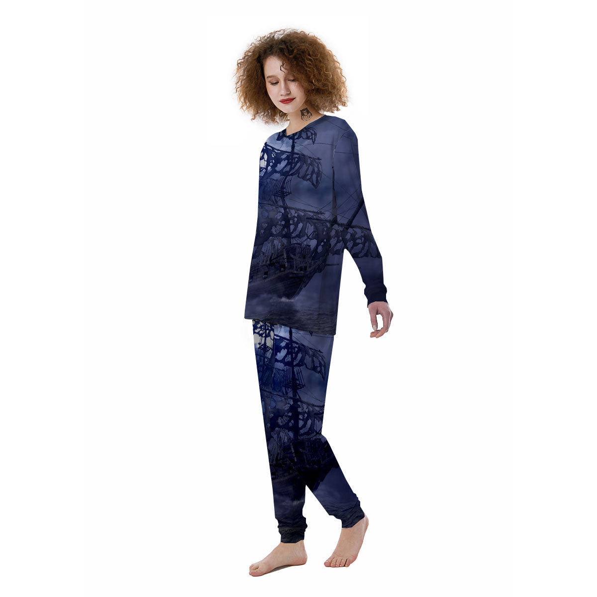 Flying Dutchman Ghost Pirate Ship Print Women's Pajamas-grizzshop