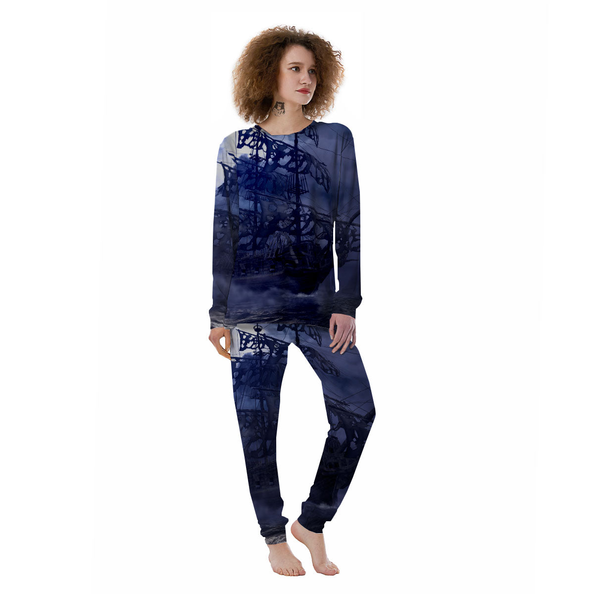 Flying Dutchman Ghost Pirate Ship Print Women's Pajamas-grizzshop