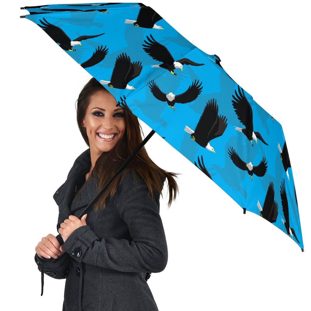 Flying Eagle Pattern Print Automatic Foldable Umbrella-grizzshop