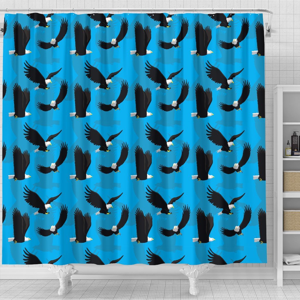 Flying Eagle Pattern Print Bathroom Shower Curtain-grizzshop