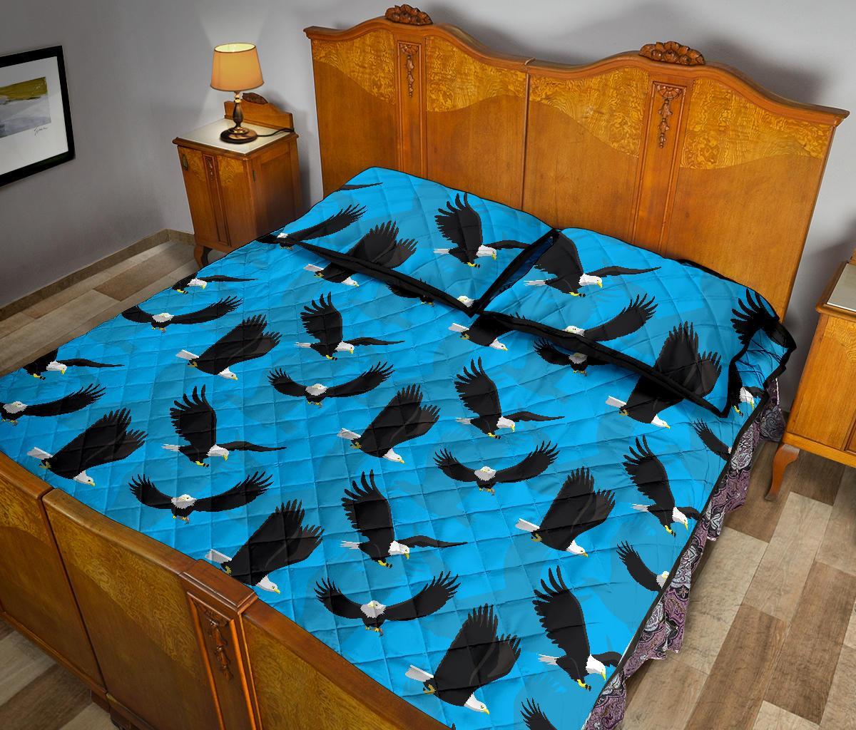 Flying Eagle Pattern Print Bed Set Quilt-grizzshop