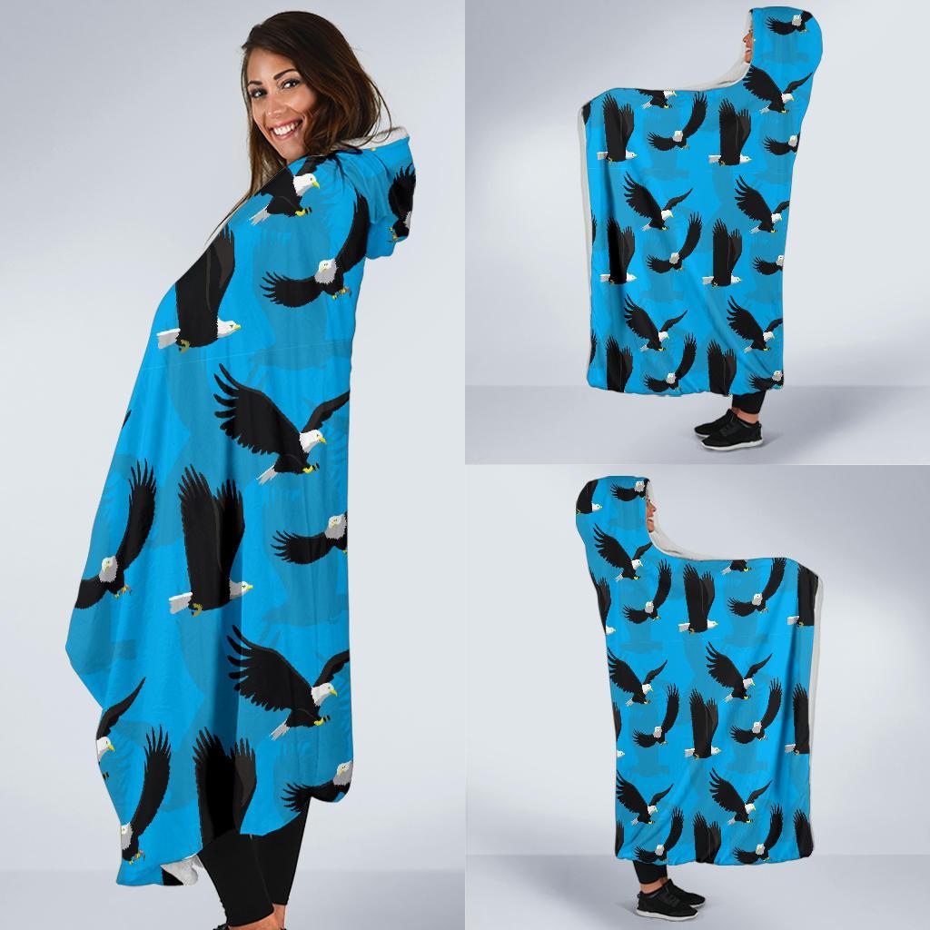 Flying Eagle Pattern Print Hooded Blanket-grizzshop