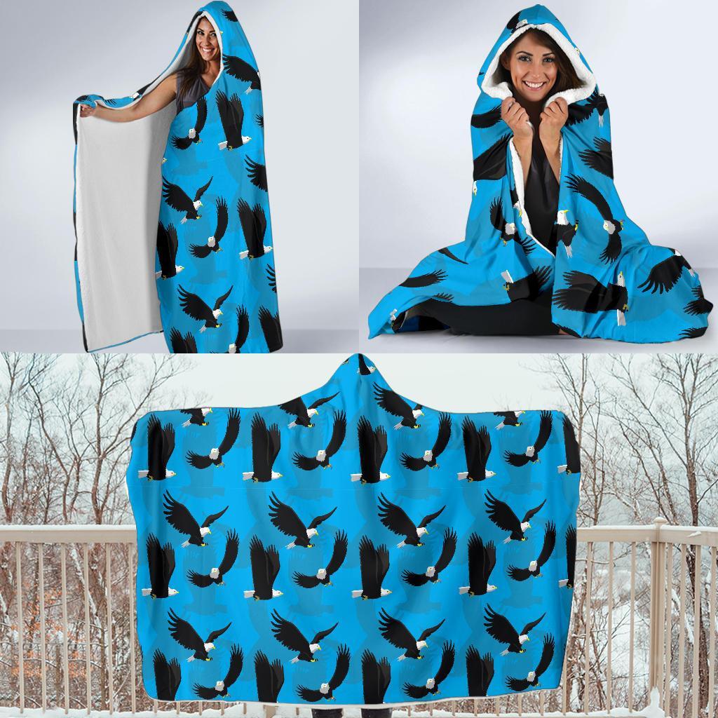 Flying Eagle Pattern Print Hooded Blanket-grizzshop