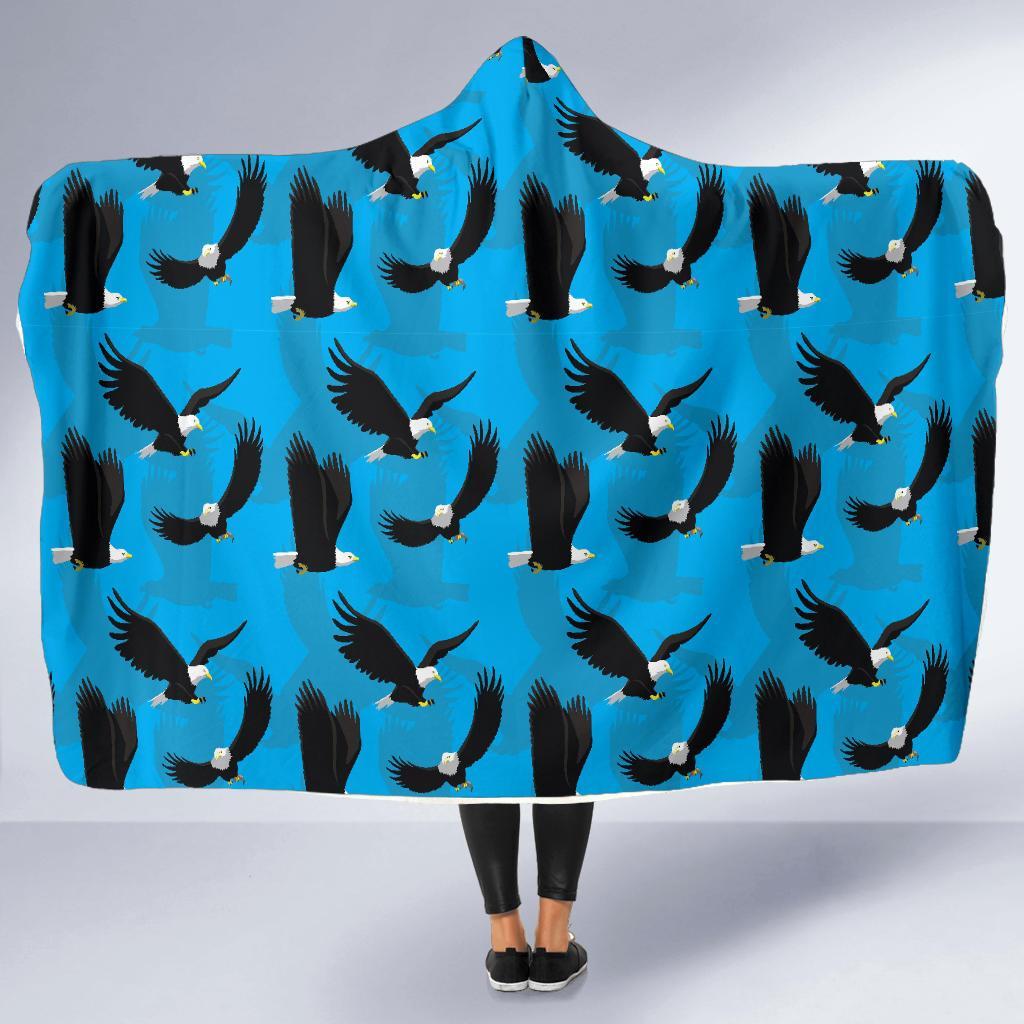 Flying Eagle Pattern Print Hooded Blanket-grizzshop