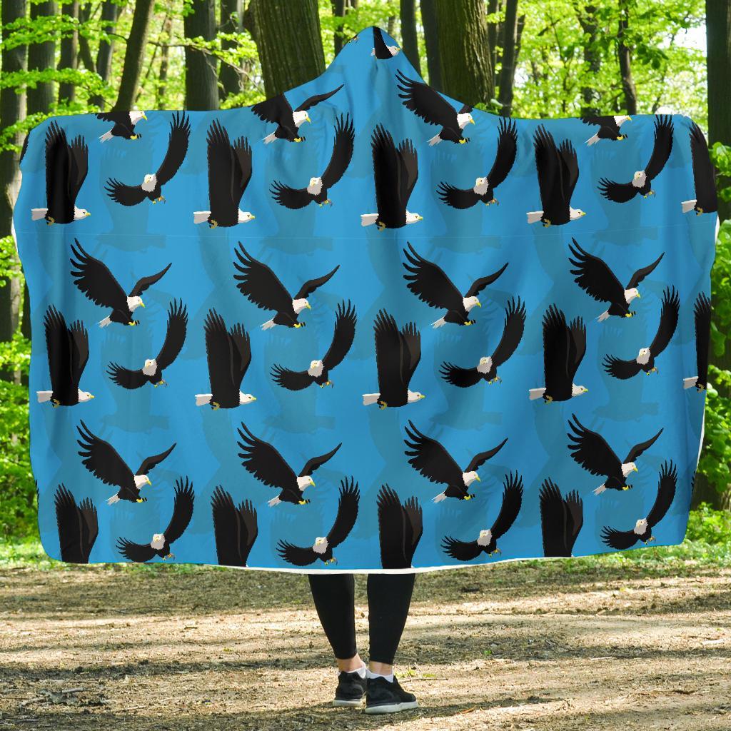 Flying Eagle Pattern Print Hooded Blanket-grizzshop