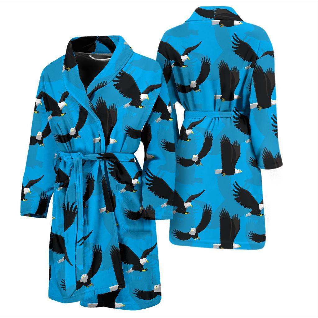 Flying Eagle Pattern Print Men Long Robe-grizzshop