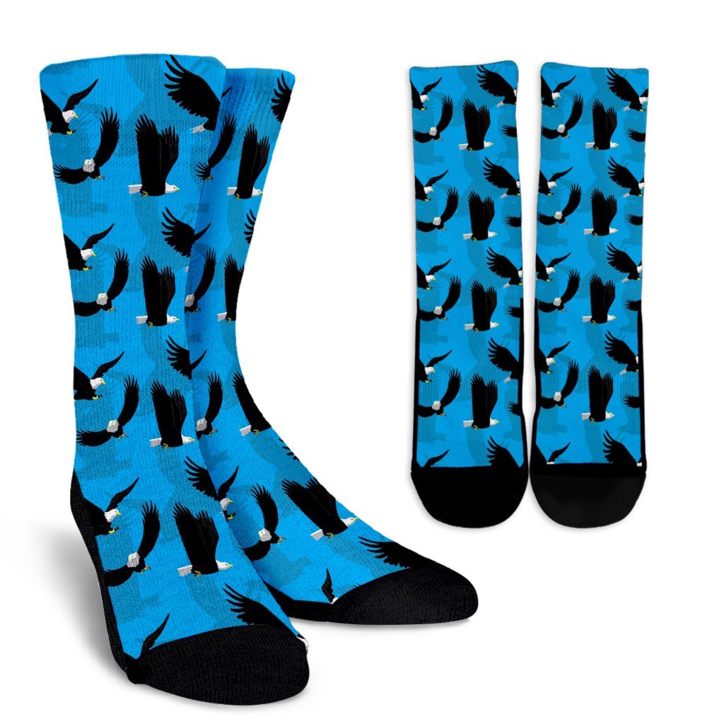 Flying Eagle Pattern Print Unisex Crew Socks-grizzshop