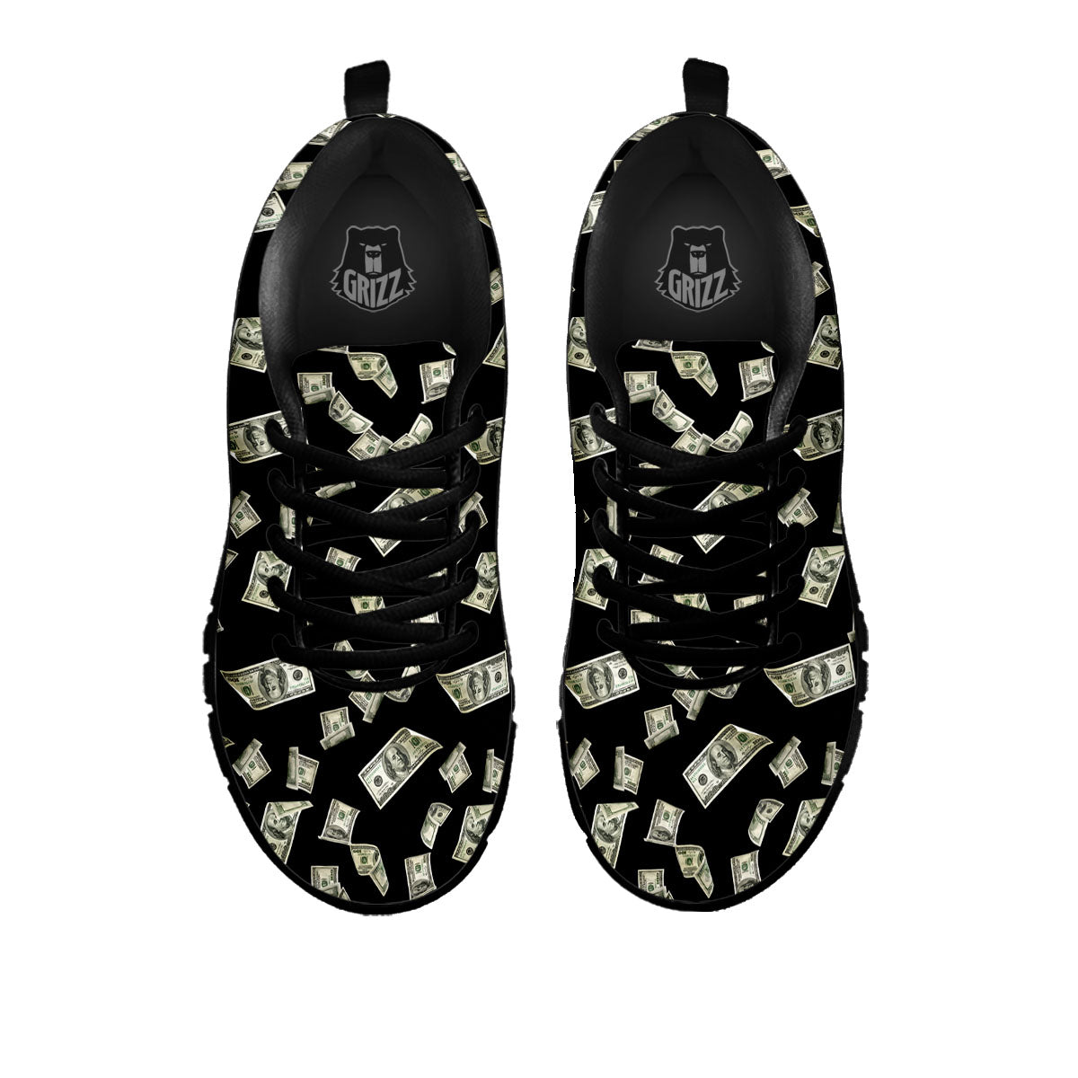 Flying US Dollar Money Print Black Sneaker-grizzshop