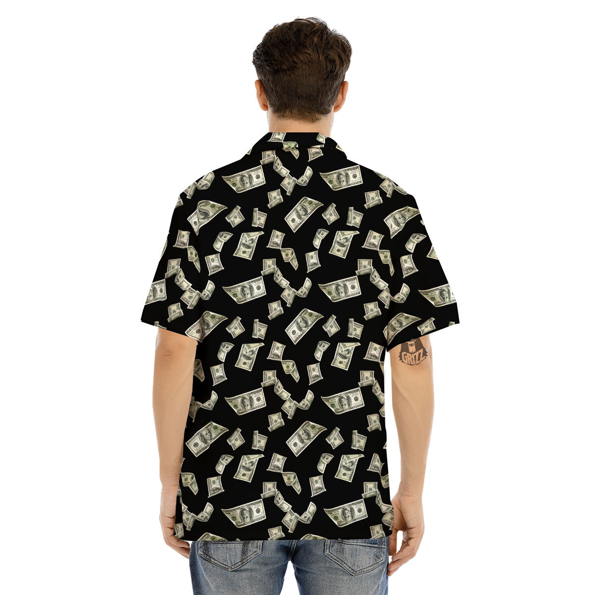 Flying US Dollar Money Print Men's Hawaiian Shirt-grizzshop