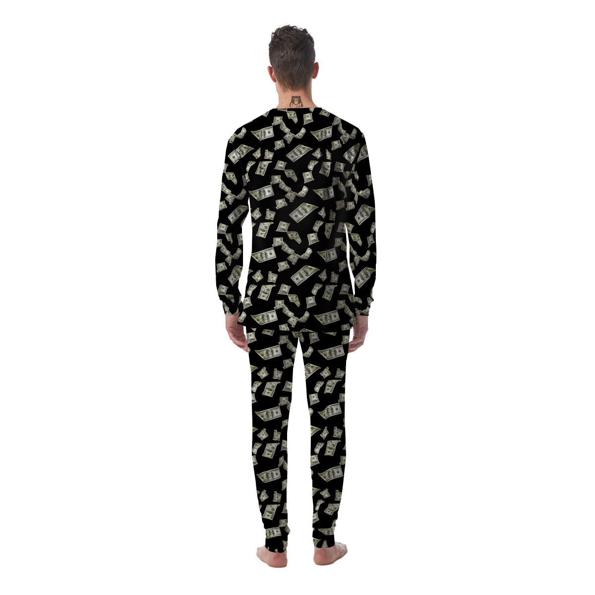 Flying US Dollar Money Print Men's Pajamas-grizzshop