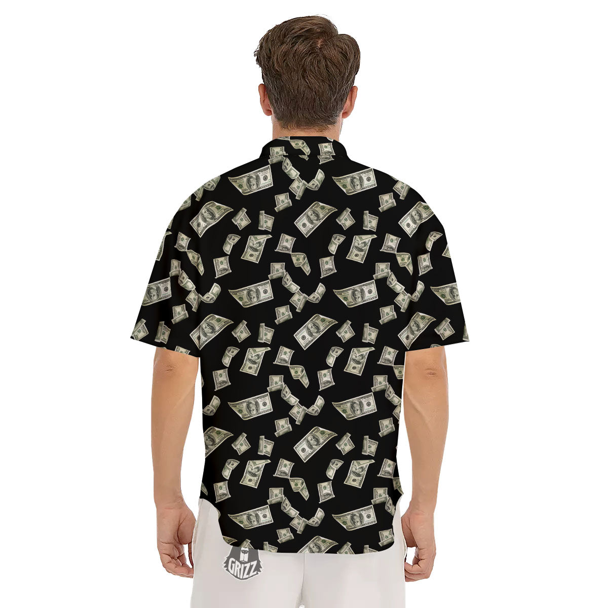 Flying US Dollar Money Print Men's Short Sleeve Shirts-grizzshop