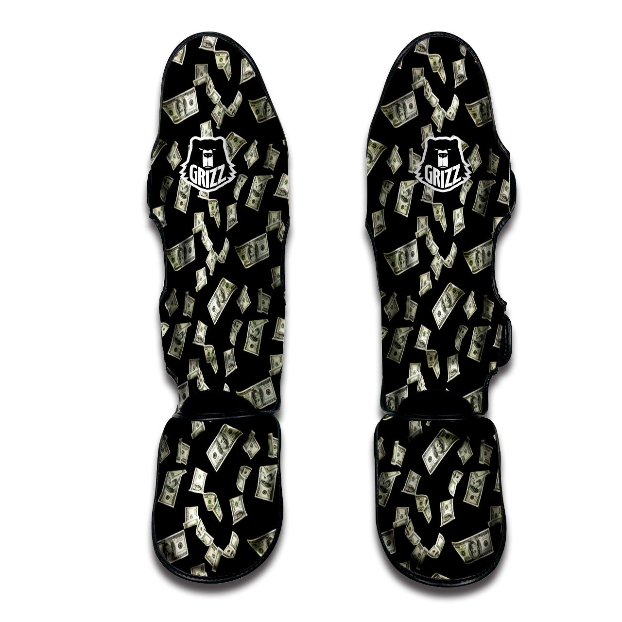 Flying US Dollar Money Print Muay Thai Shin Guards-grizzshop