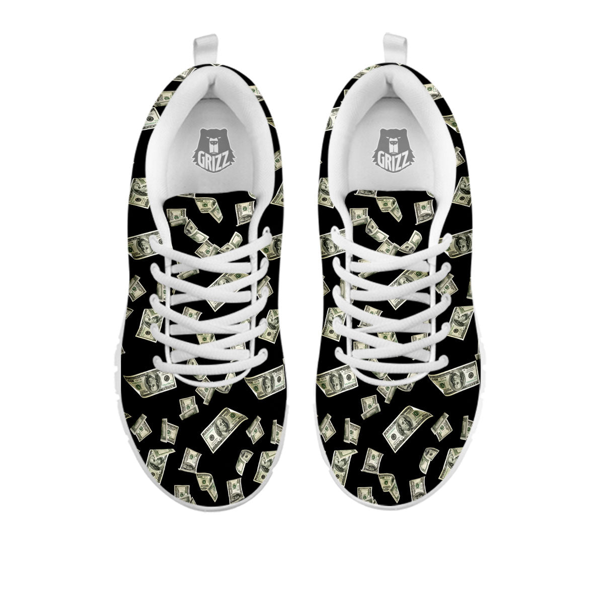 Flying US Dollar Money Print White Sneaker-grizzshop