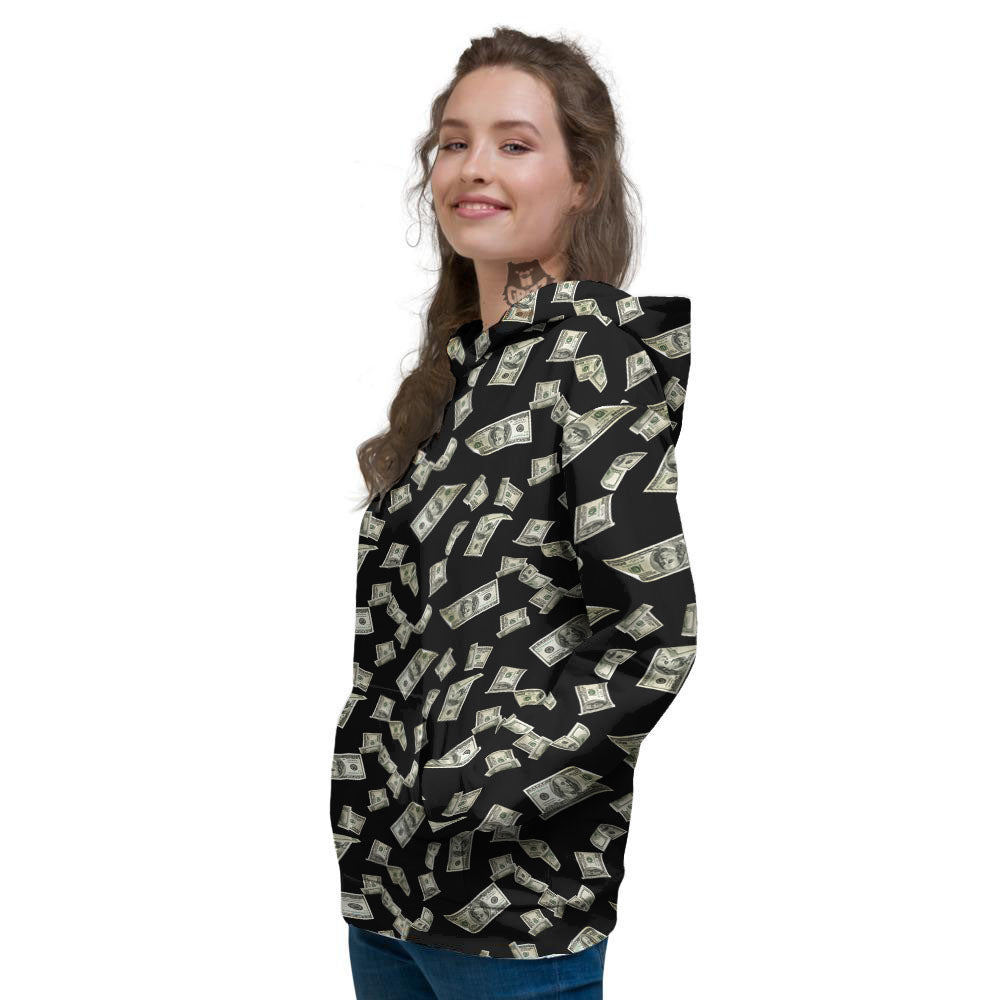 Flying US Dollar Money Print Women's Hoodie-grizzshop